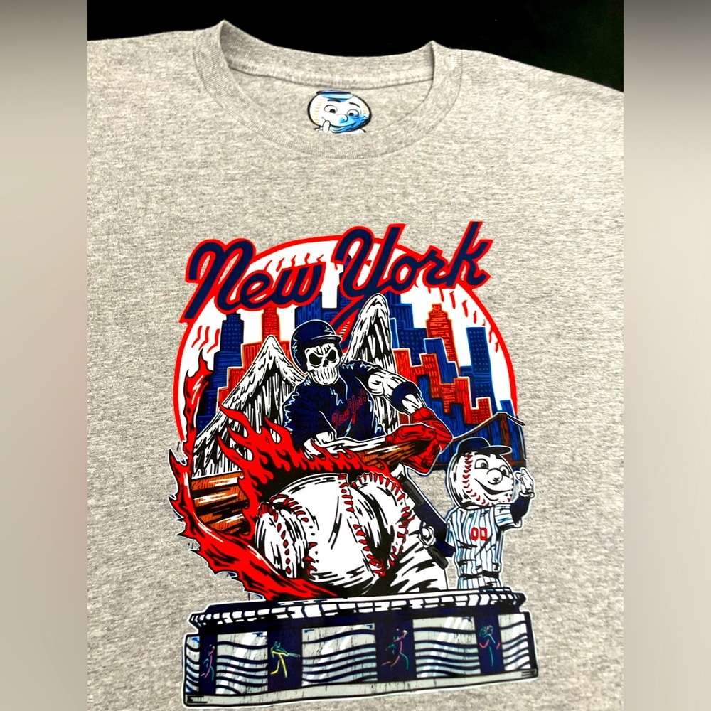 New York Mets MLB HomeRun Skeleton Batter & Mr Met Men’s Gray Tee